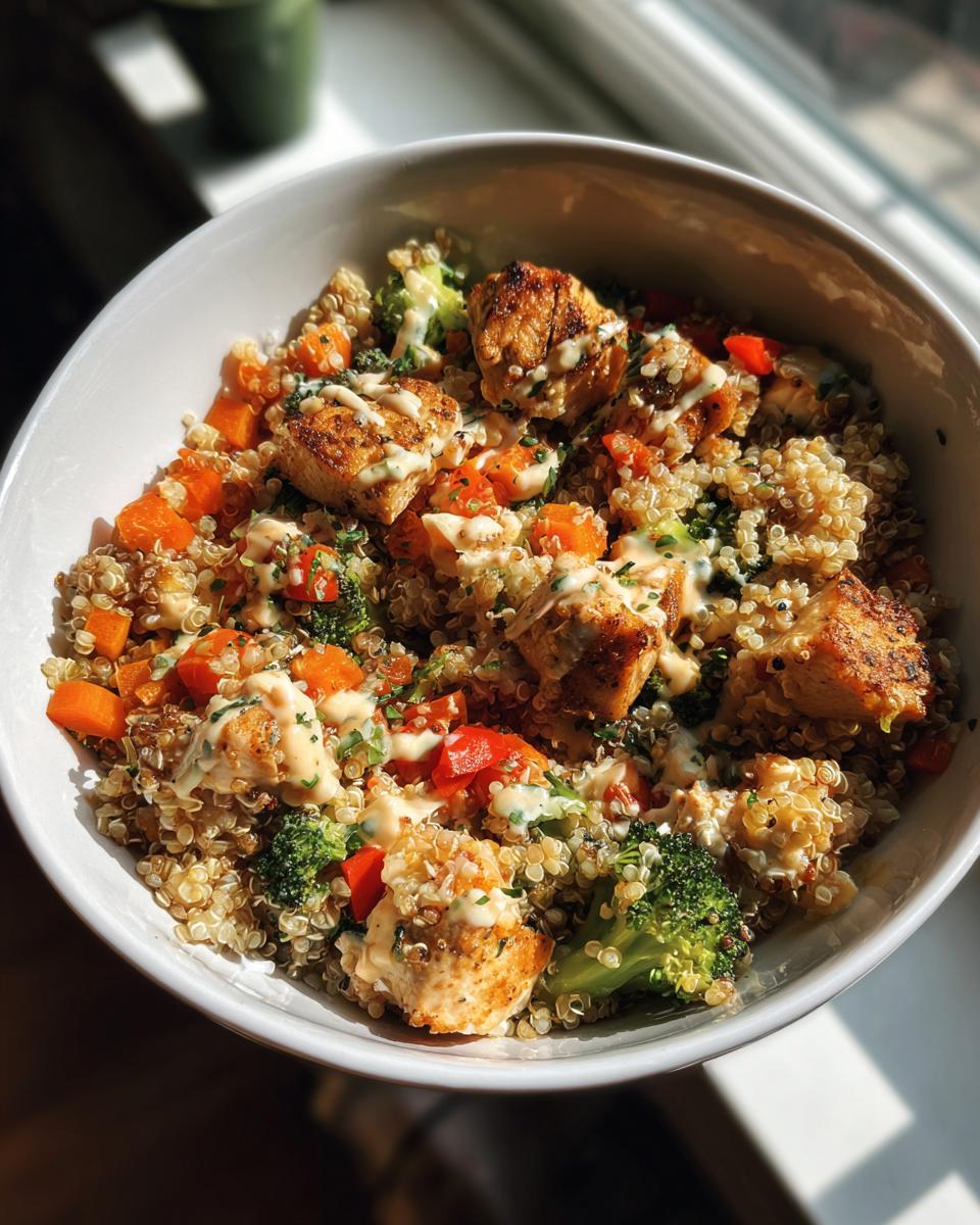 easy lunch bowls with chicken and veggies - detail 2