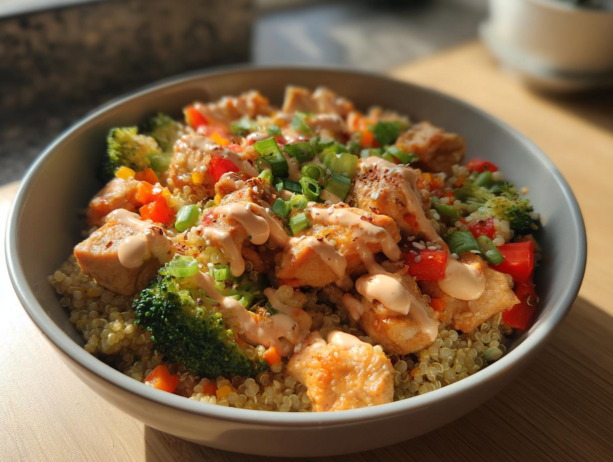 easy lunch bowls with chicken and veggies